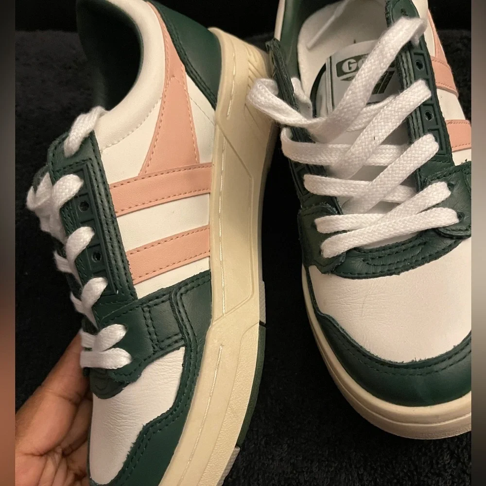 Gola Challenge CLB535 Women's White, Evergreen & Pearl Pink Sneakers Size 5 NEW